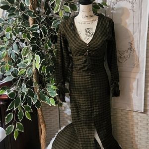 Zara Checked Draped Maxi Dress XS